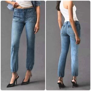 Paige Mayslie Cropped Denim Jogger Pants